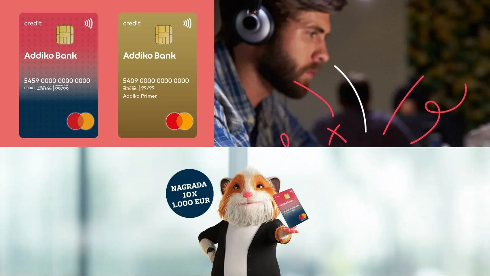 Addiko Bank nagradna igra: Z Addiko kreditno kartico Mastercard do 10 x 1.000 EUR!