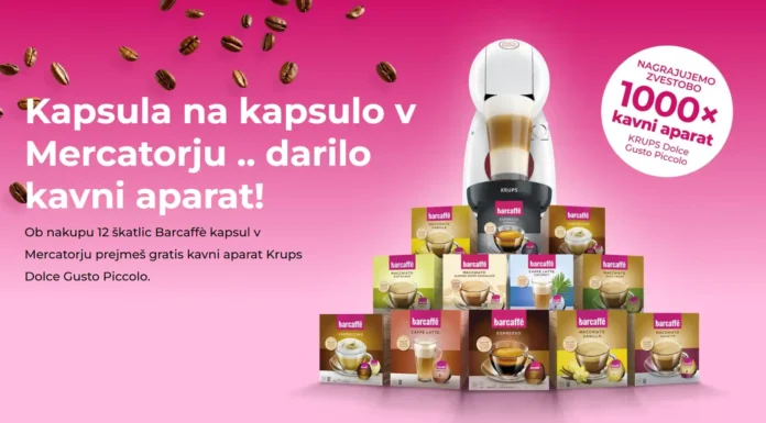 Barcaffe: Kapsula na kapsulo v Mercatorju…darilo kavni aparat Barcaffe nagradni program v trgovinah Mercatorja. 1000 x aparat KRUPS Dolce Gusto Piccolo